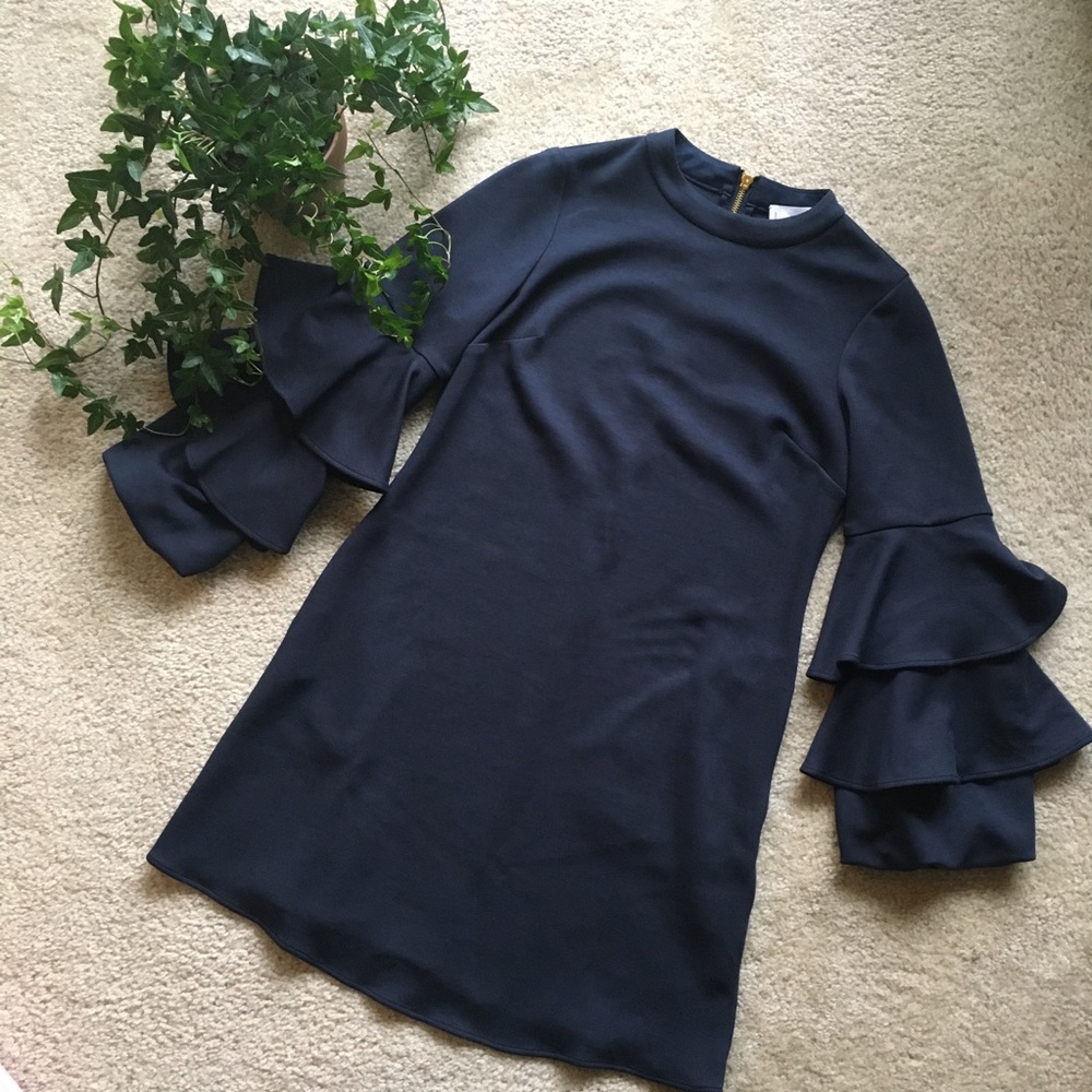 Nicole Miller Ruffle Sleeve Shift Dress